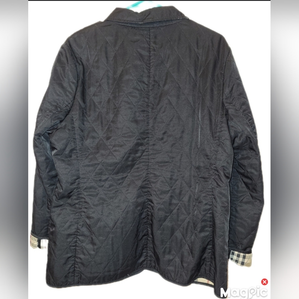Burberry London Black Quilted Nova Check Snap Close Front Pockets Sz Lg Reg - Picture 2 of 12